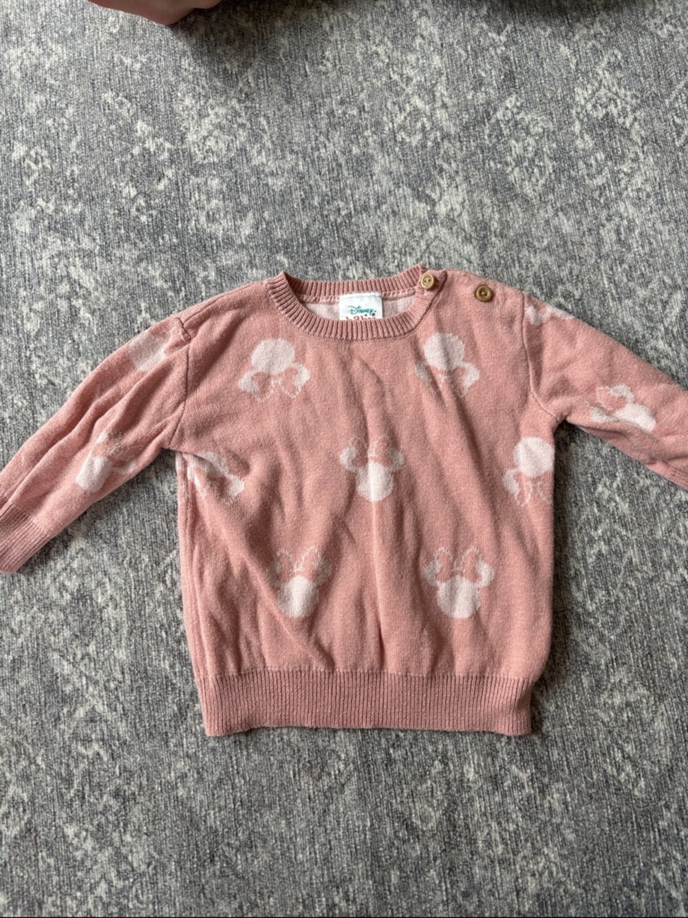 Disney Pink Knit Minnie Sweater with White Silhouettes